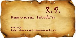 Kapronczai István névjegykártya
